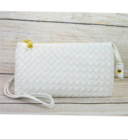 MiMi Wholesale - 7050 Kathy Woven Three Compartment Clutch/Crossbody Bag
