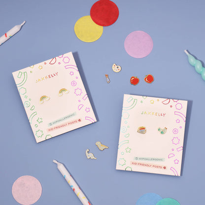 JaxKelly - Rainbow Enamel Flat Back Kids Earrings