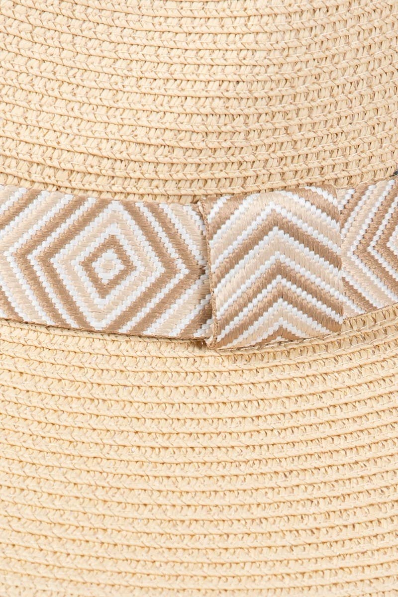 Collections by Fame Accessories - Tribal Pattern Strap Straw Hat