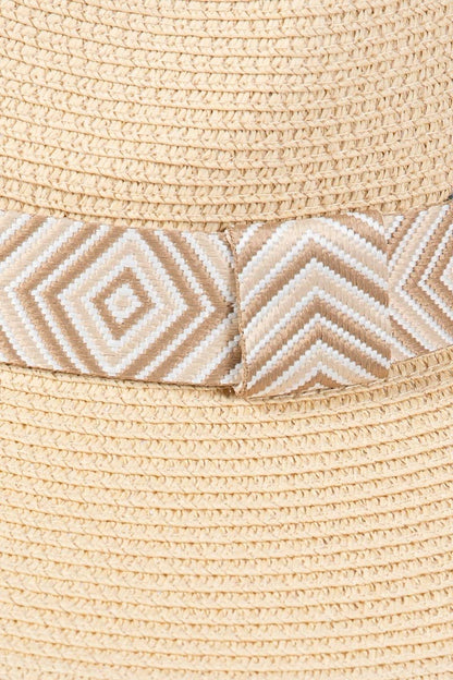 Collections by Fame Accessories - Tribal Pattern Strap Straw Hat