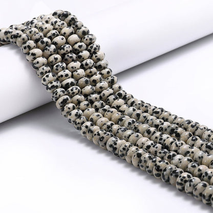 CRCBEADS - Natural Dalmatian Jasper Smooth Rondelle Beads Size 5x8mm 15.5'' Strand