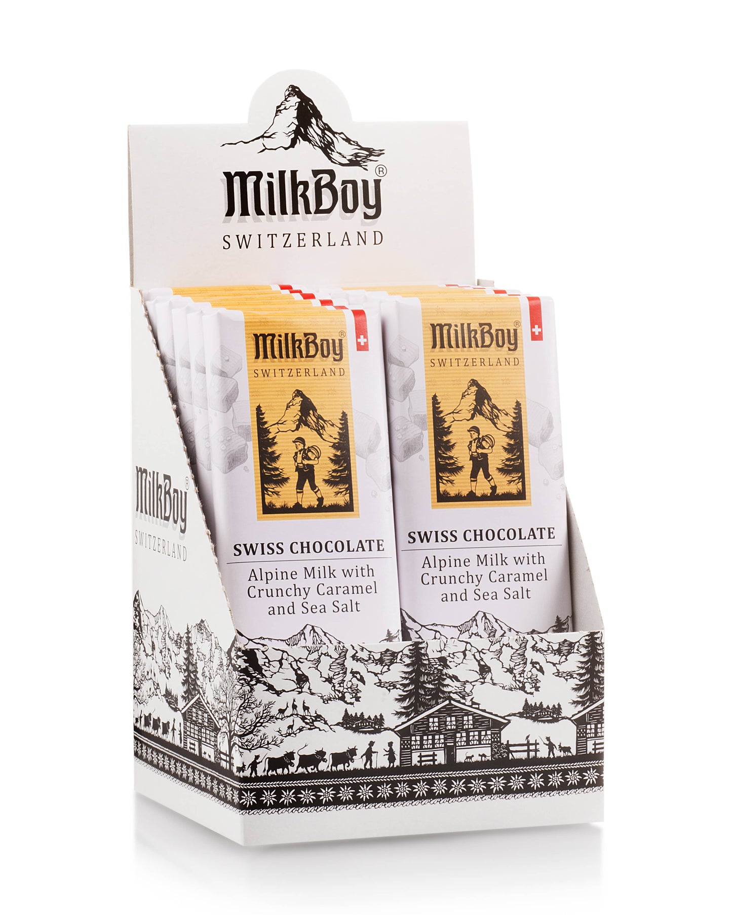 Milkboy Swiss Chocolates - Milk Chocolate with Caramel & Sea Salt Snack Size Bars 1.4oz