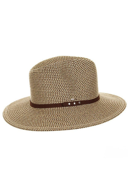 Hana - C.C Suede Band Trim Panama Sun Hat