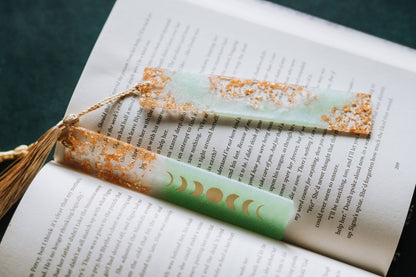 Dège Creative - Sage Green Moon Phases & Geode Bookmark
