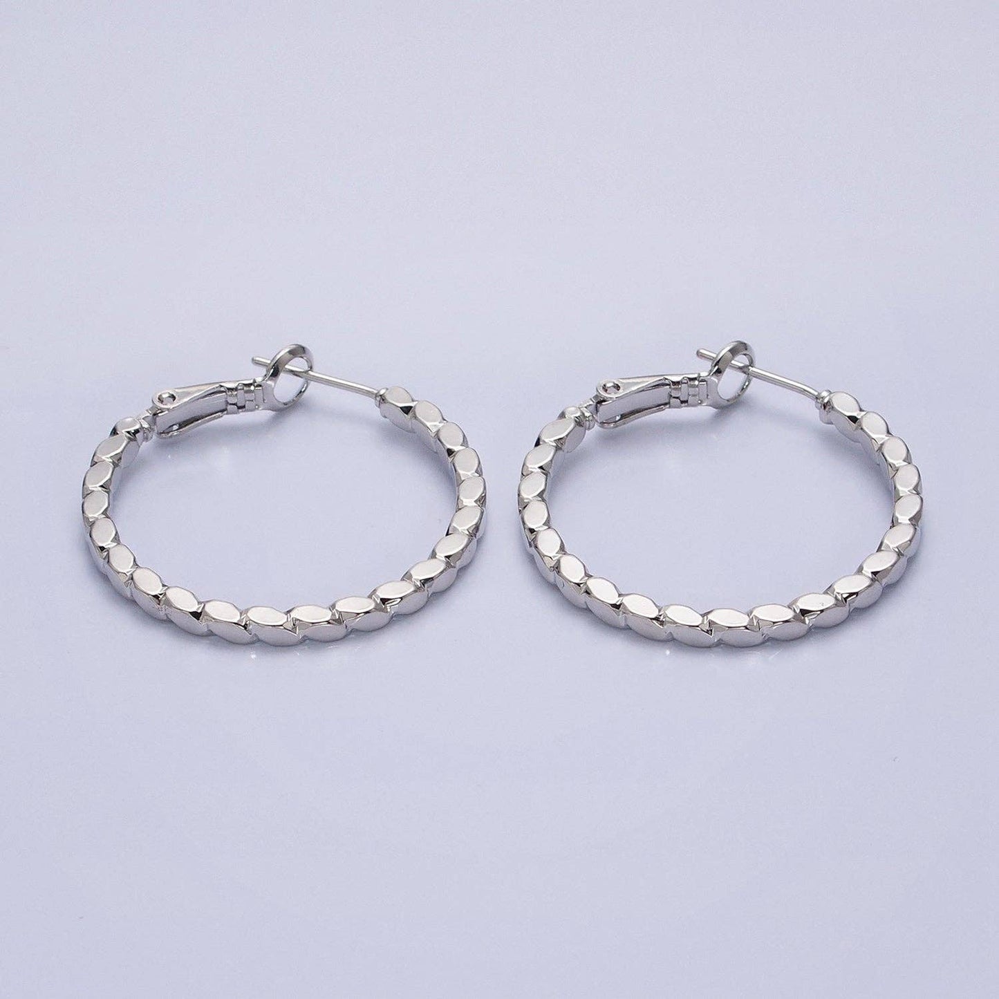 Aim Eternal - Gold Filled 30mm Geometric Oval Lined Hinge Hoop Earrings