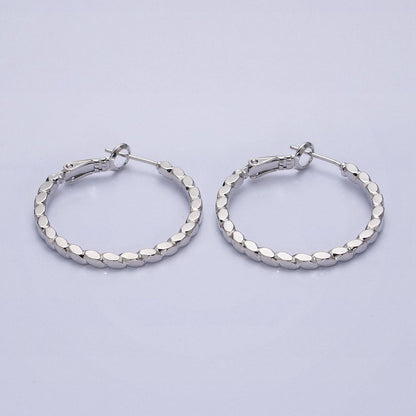 Aim Eternal - Gold Filled 30mm Geometric Oval Lined Hinge Hoop Earrings