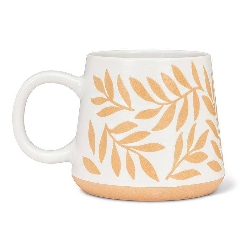 Abbott - Oversized Mug with Leaves-4"H(17oz)