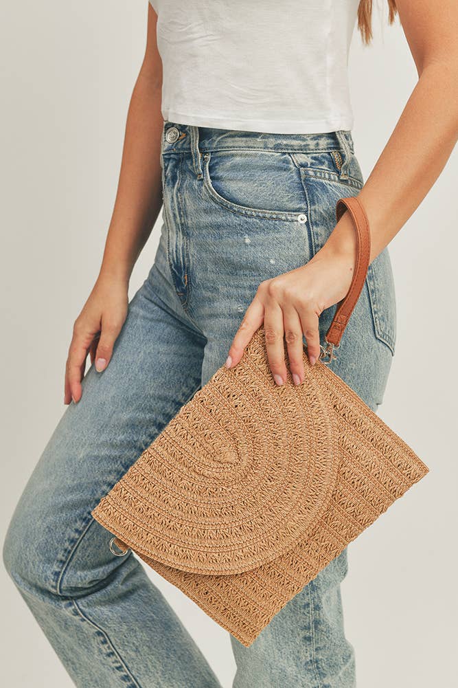 Hana - Straw Envelope Crossbody and Clutch Bag