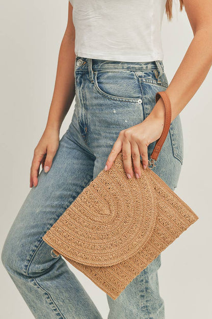 Hana - Straw Envelope Crossbody and Clutch Bag