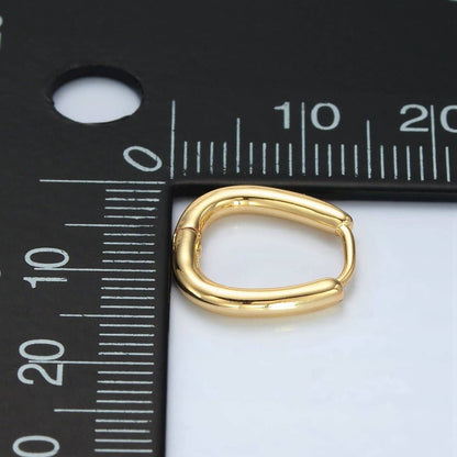 Aim Eternal - 24K Gold Filled 15mm U-Shaped Oval Minimalist Huggie Earrings | Q525
