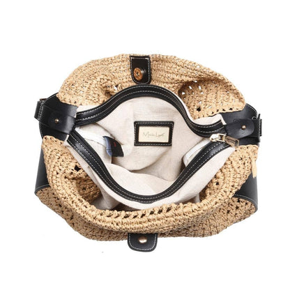 MiMi Wholesale - 36007ML 2 in 1 Savannah Straw Hobo Tote Bag With Pouch