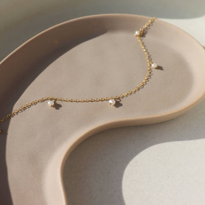 Token Jewelry - Delicate Pearl Necklace in 14k Gold Fill or Sterling Silver 