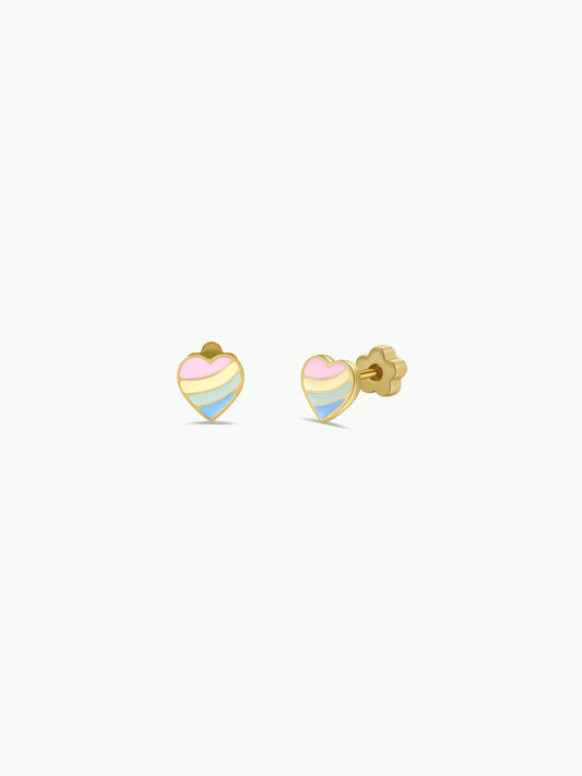 JaxKelly - Heart Enamel Flat Back Kids Earrings