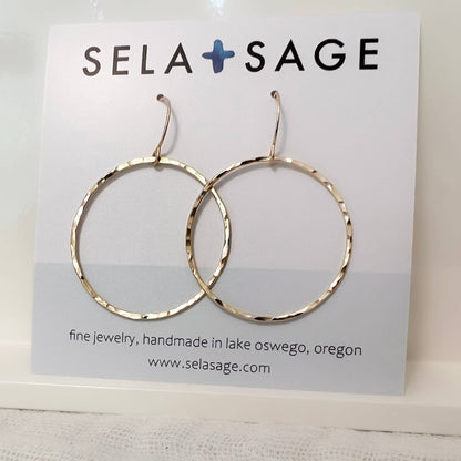 Sela+Sage - Hammered Open Circle Earrings, Large