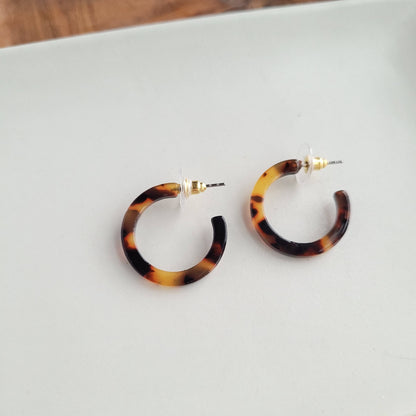 Spiffy & Splendid - Cam Mini Hoops - Tortoise //  Earrings, Jewelry