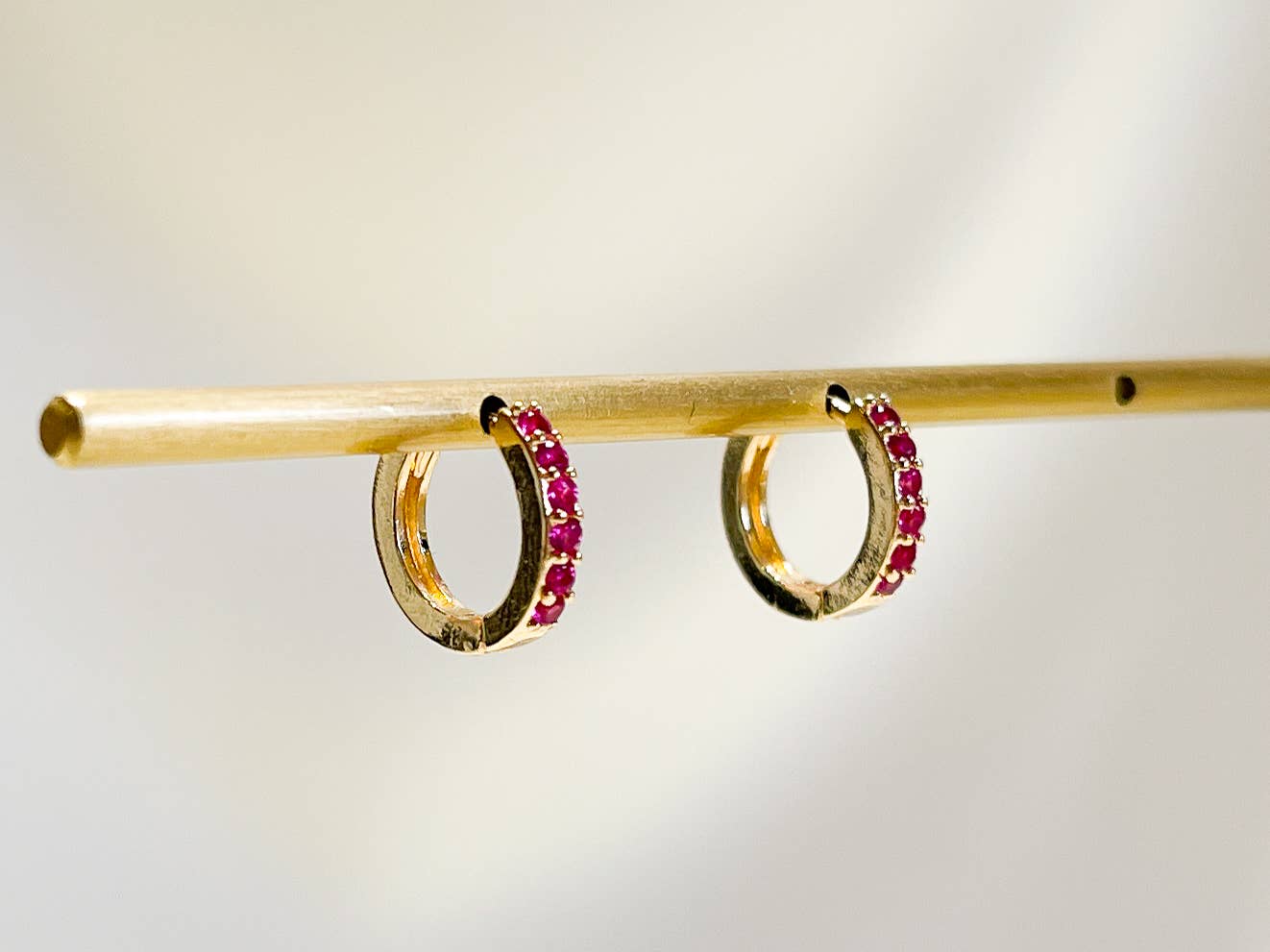 Melange Blanc - E162 paved huggie hoop earring, huggie earring, paved hoop