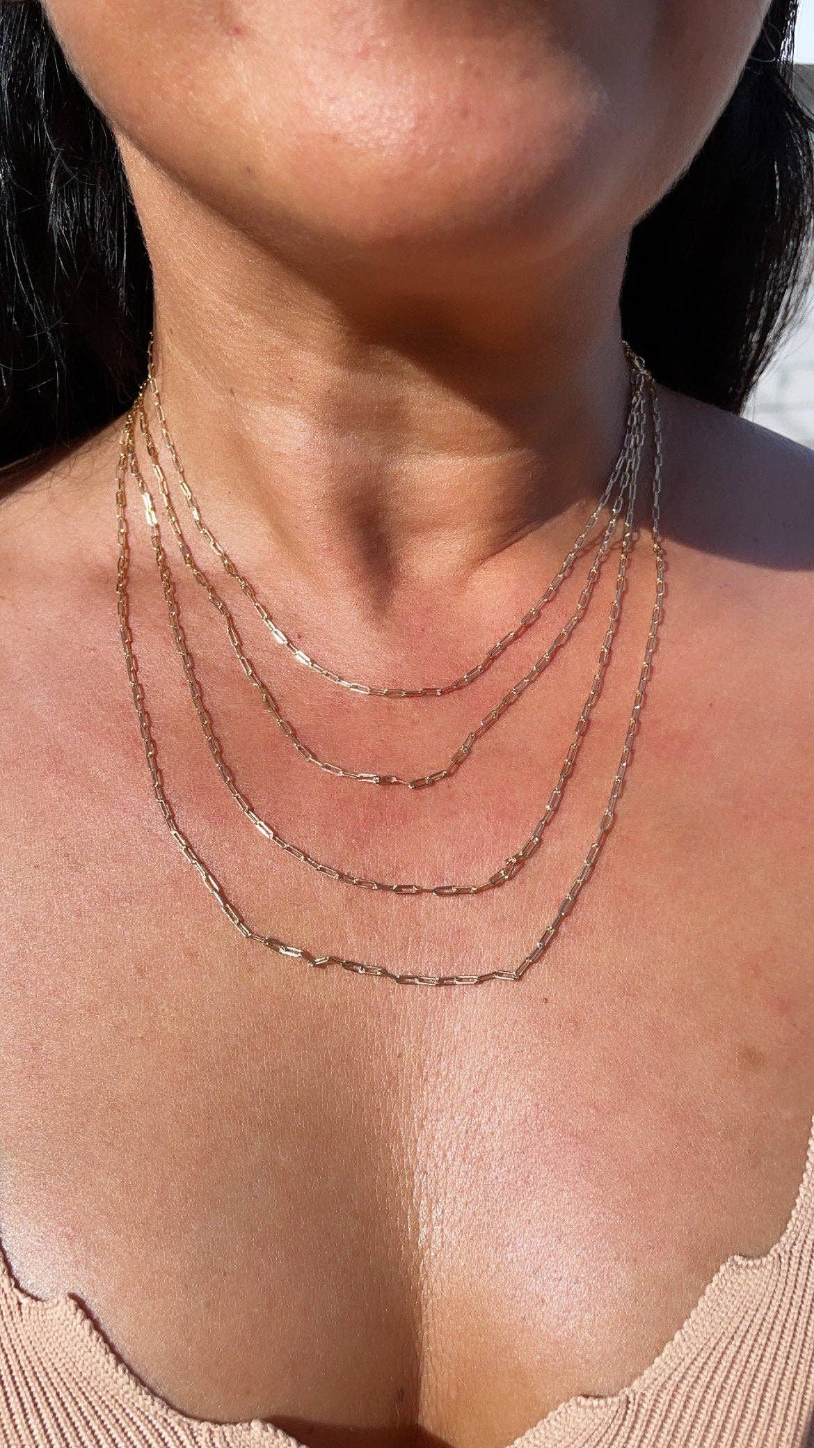 Milie Jewels - 18k Gold Filled 2mm Dainty Paper Clip Chain Necklace for Who