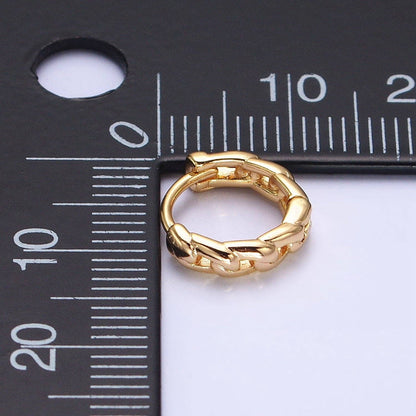 Aim Eternal - Dainty Gold Curb Link Chain Minimalist Huggie Earrings