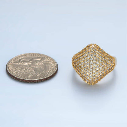 Aim Eternal - 24K Gold Filled Micro Paved CZ Rhombus Dome Ring | U328