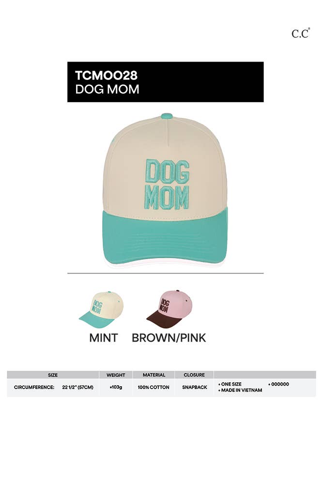Hana - C.C DOG MOM Embroidered Two Tone Trucker Cap