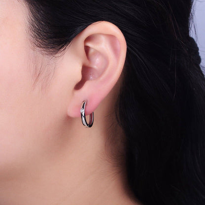 Aim Eternal - Gold Filled CZ Dotted Oval Minimalist Huggie Earrings