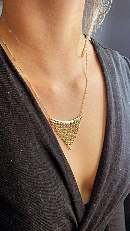Milie Jewels - 18k Gold Filled Boho Chain Necklace Fringe Dangling Beads