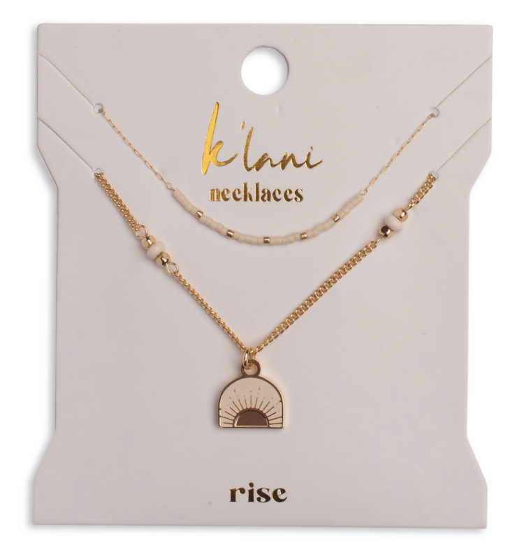 K'lani hair tie bracelets - "Rise" Gold & Cream Sunrise Necklace Set