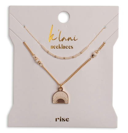 K'lani hair tie bracelets - "Rise" Gold & Cream Sunrise Necklace Set