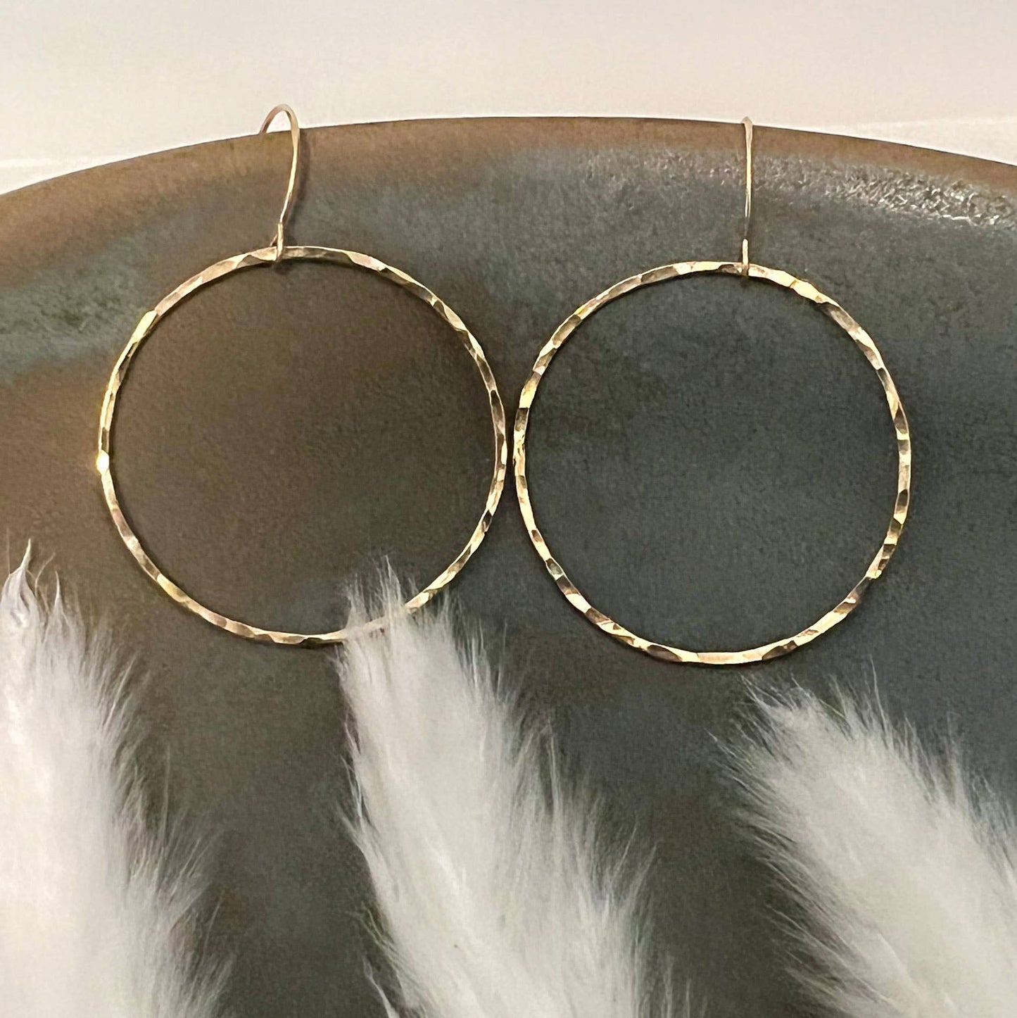 Sela+Sage - Hammered Open Circle Earrings, Large