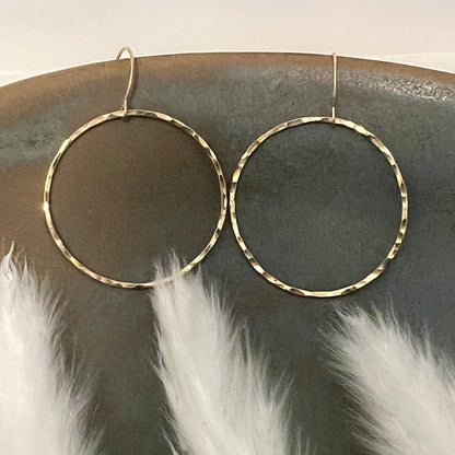Sela+Sage - Hammered Open Circle Earrings, Large