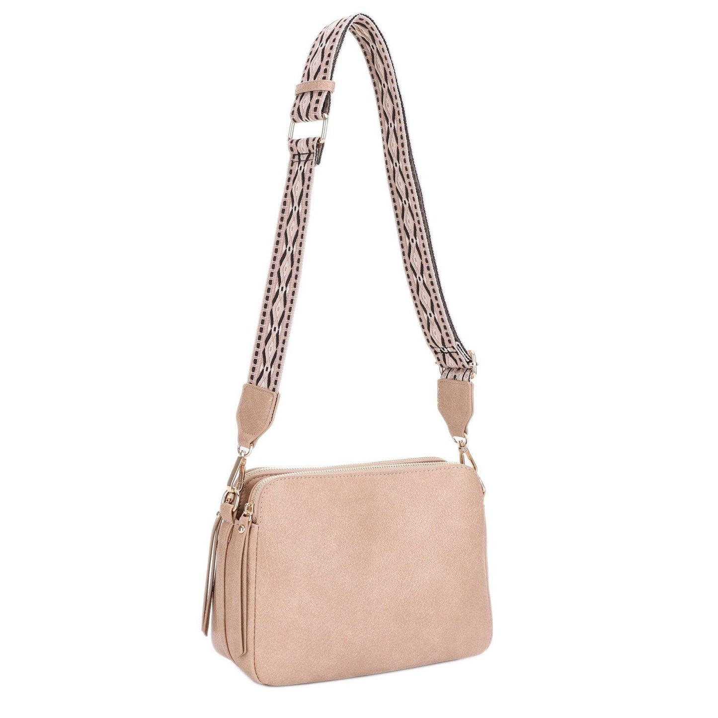 MiMi Wholesale - EJ60197 Mila 3 Compartment Crossbody Bag With Guitar Strap