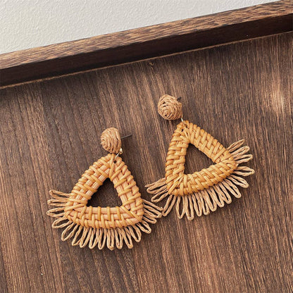 Dipped Shop - Vintage Handwoven Rattan Grass Earrings DP25D776