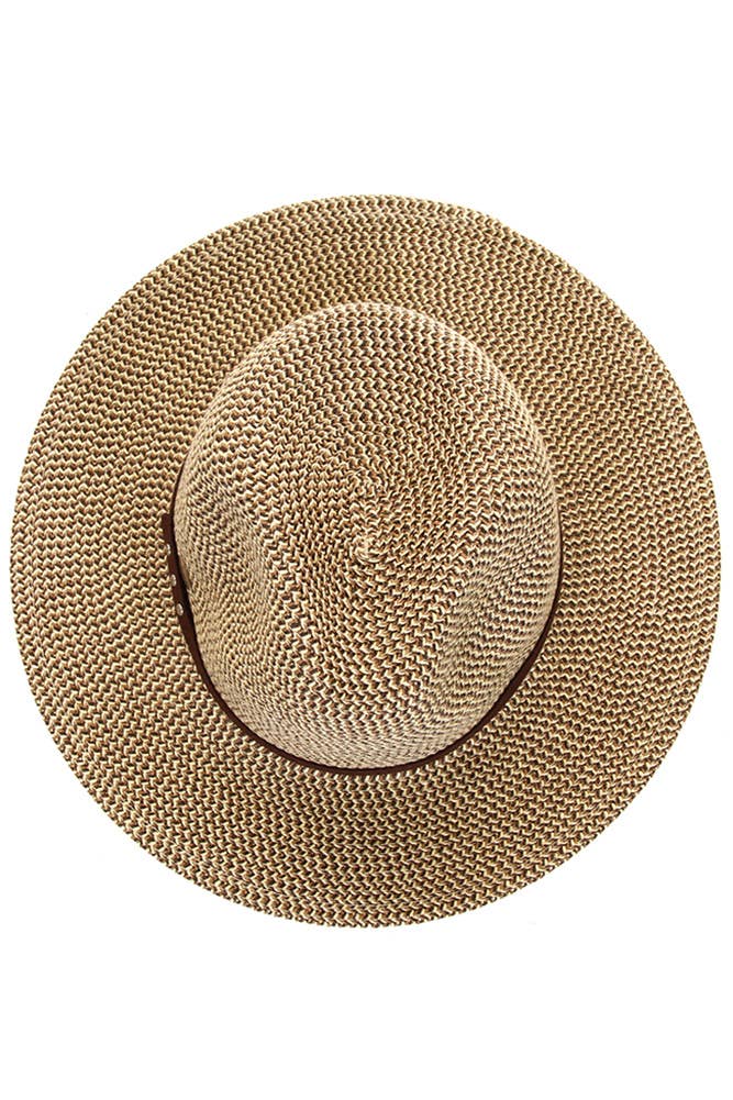 Hana - C.C Suede Band Trim Panama Sun Hat