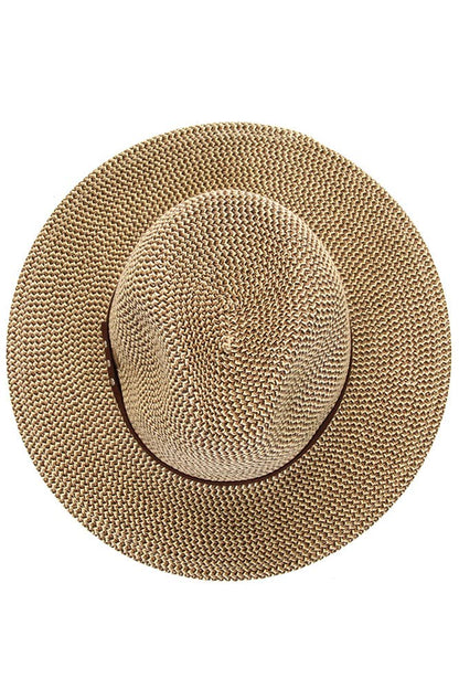 Hana - C.C Suede Band Trim Panama Sun Hat
