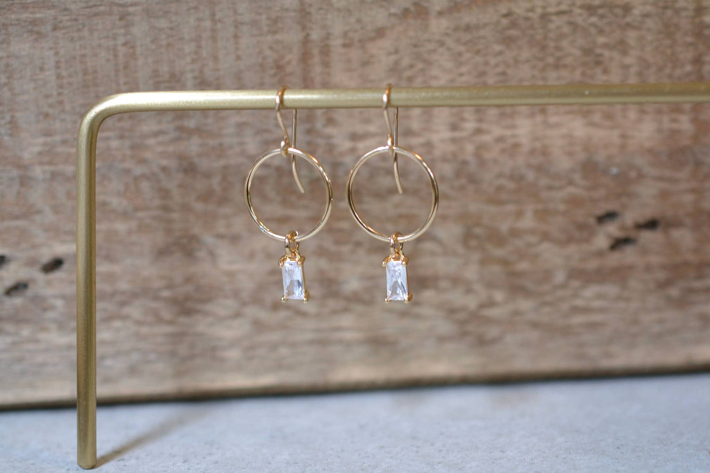 Sela+Sage - Baguette CZ, Rectangular Drops with Lightweight Circles