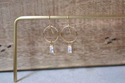 Sela+Sage - Baguette CZ, Rectangular Drops with Lightweight Circles