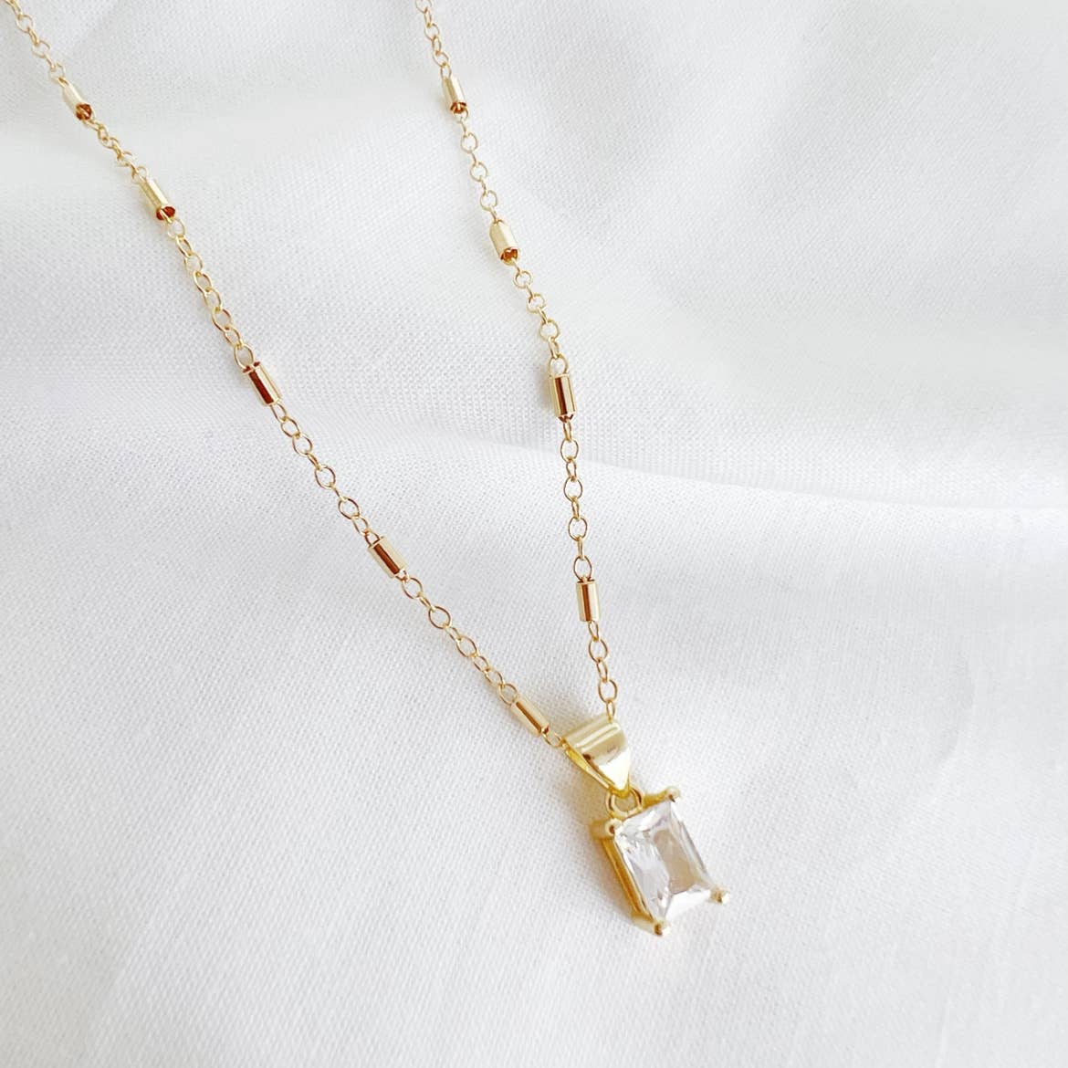 True by Kristy Jewelry - Goldie Clear CZ Pendant Necklace Gold Filled