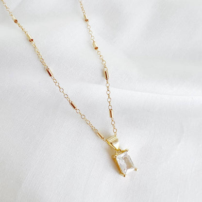 True by Kristy Jewelry - Goldie Clear CZ Pendant Necklace Gold Filled