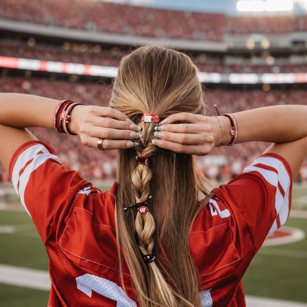 K'lani hair tie bracelets - University of Wisconsin Game Day Hair Tie Bracelets