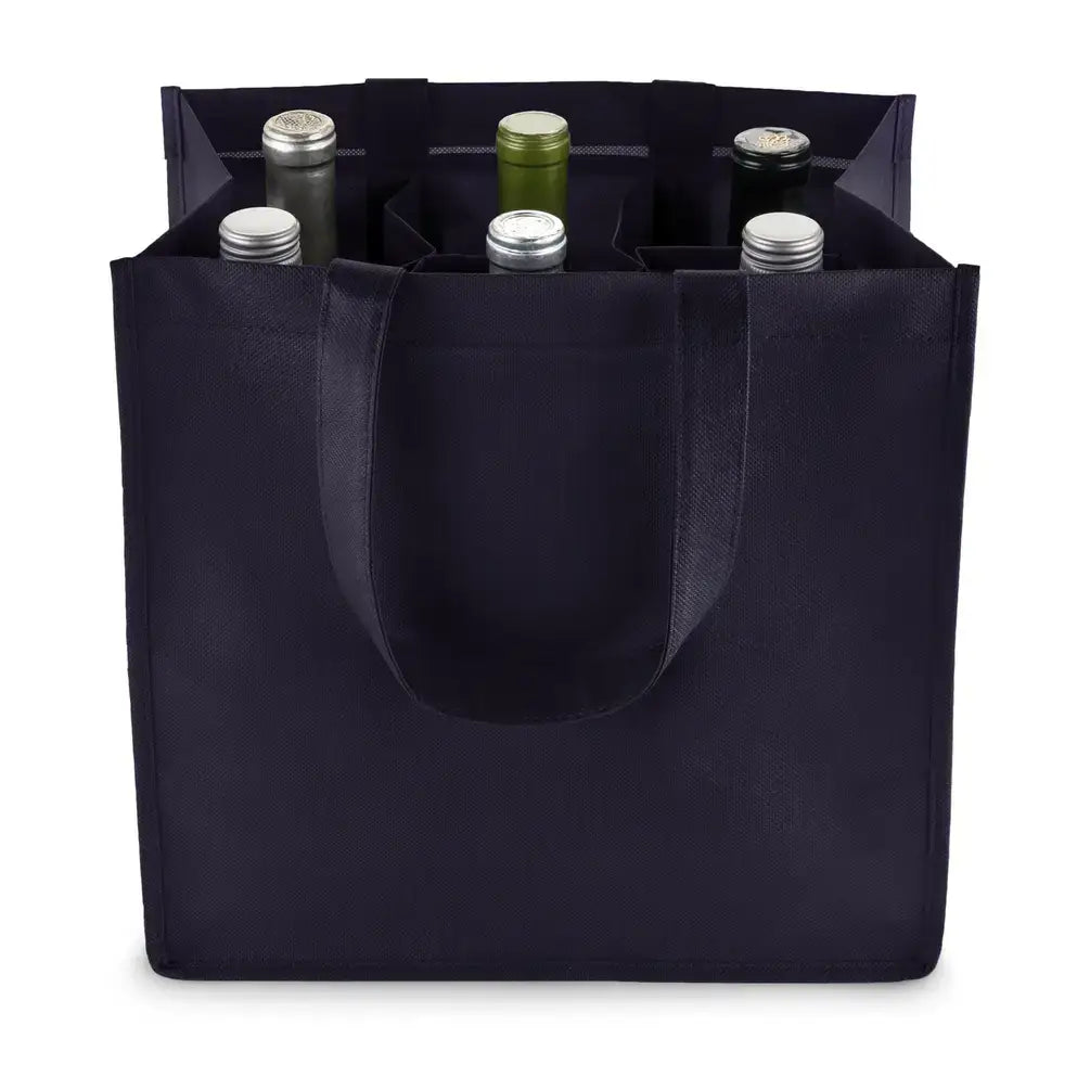 TRUE - Reusable 6 Bottle Non Woven Fabric Wine Tote ASST COLORS