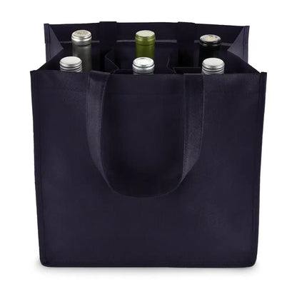 TRUE - Reusable 6 Bottle Non Woven Fabric Wine Tote ASST COLORS
