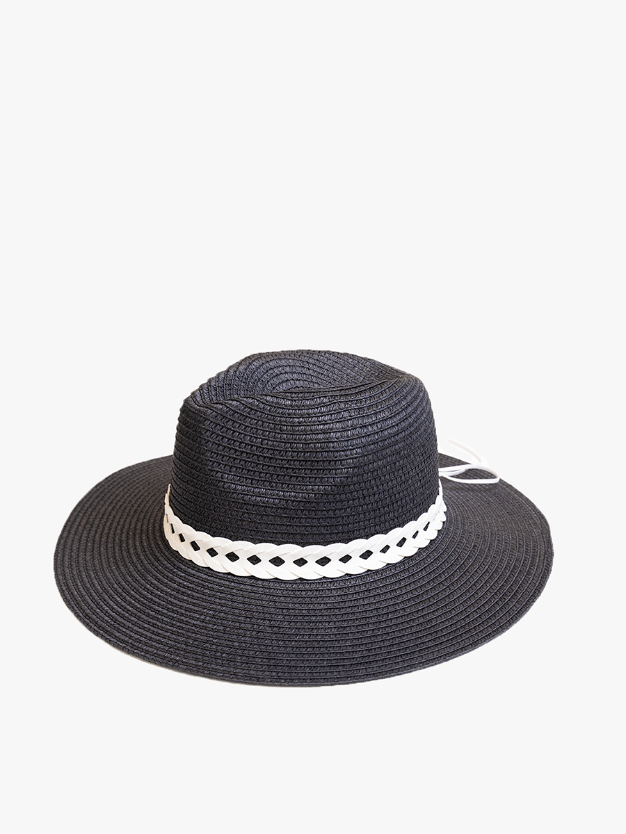 Jen & Co. - HAT2497 Mary Straw Fedora w/ Leather Chain Band