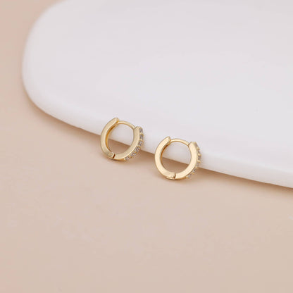 Melange Blanc - E162 paved huggie hoop earring, huggie earring, paved hoop