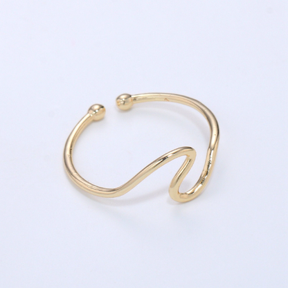 Aim Eternal - Minimalist Ring Gold Open Ring Wave Curvy Ring, Thin Ring Go