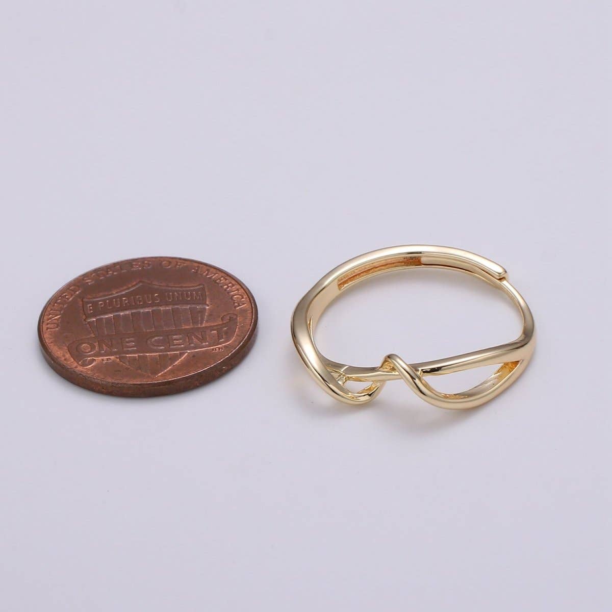 Aim Eternal - Simple Wave Gold Filled adjustable Ring R-250