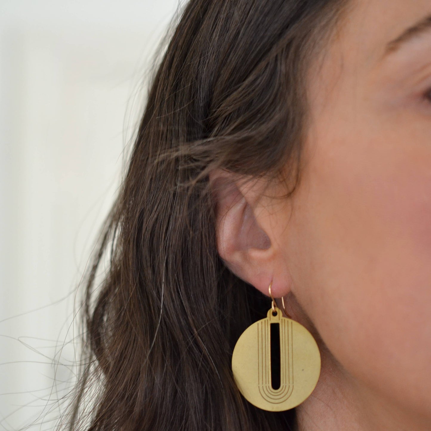 Sela+Sage - Open Arch, Circle Earrings in Worn Brass with Gold Filled