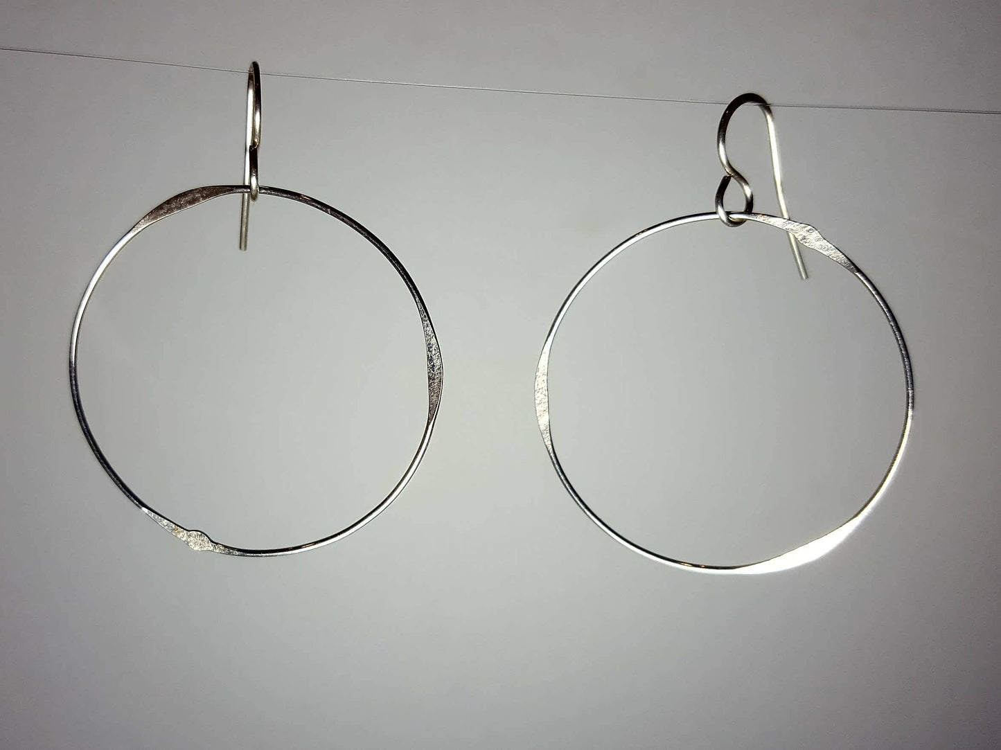 ER23 Ken’s handcrafted jewelry - Sterling Silver Earrings X-Large Circle