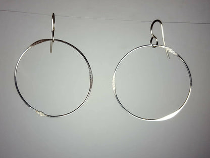 ER23 Ken’s handcrafted jewelry - Sterling Silver Earrings X-Large Circle