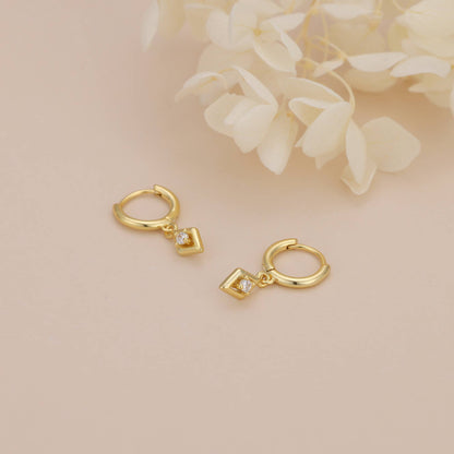 Melange Blanc - E181 dangle hoop earring, dangle earring, gold dangle