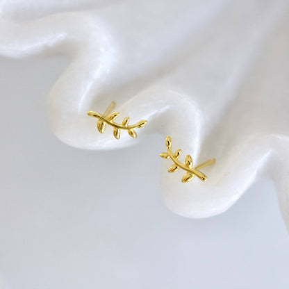 Mesa Blue - Dainty Olive Branch Earrings -Hypoallergenic, Sterling Silve